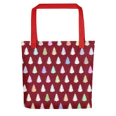 Christmas Tree Holiday Pattern Colorful and Burgundy Tote Shopper Bag, Bags - Shopping bags, $ 31.00, A Moment Of Now™